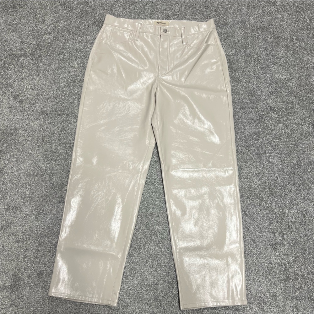 Madewell Pants Womens 31 Beige Perfect Vintage Straight Jean Faux Leather NEW